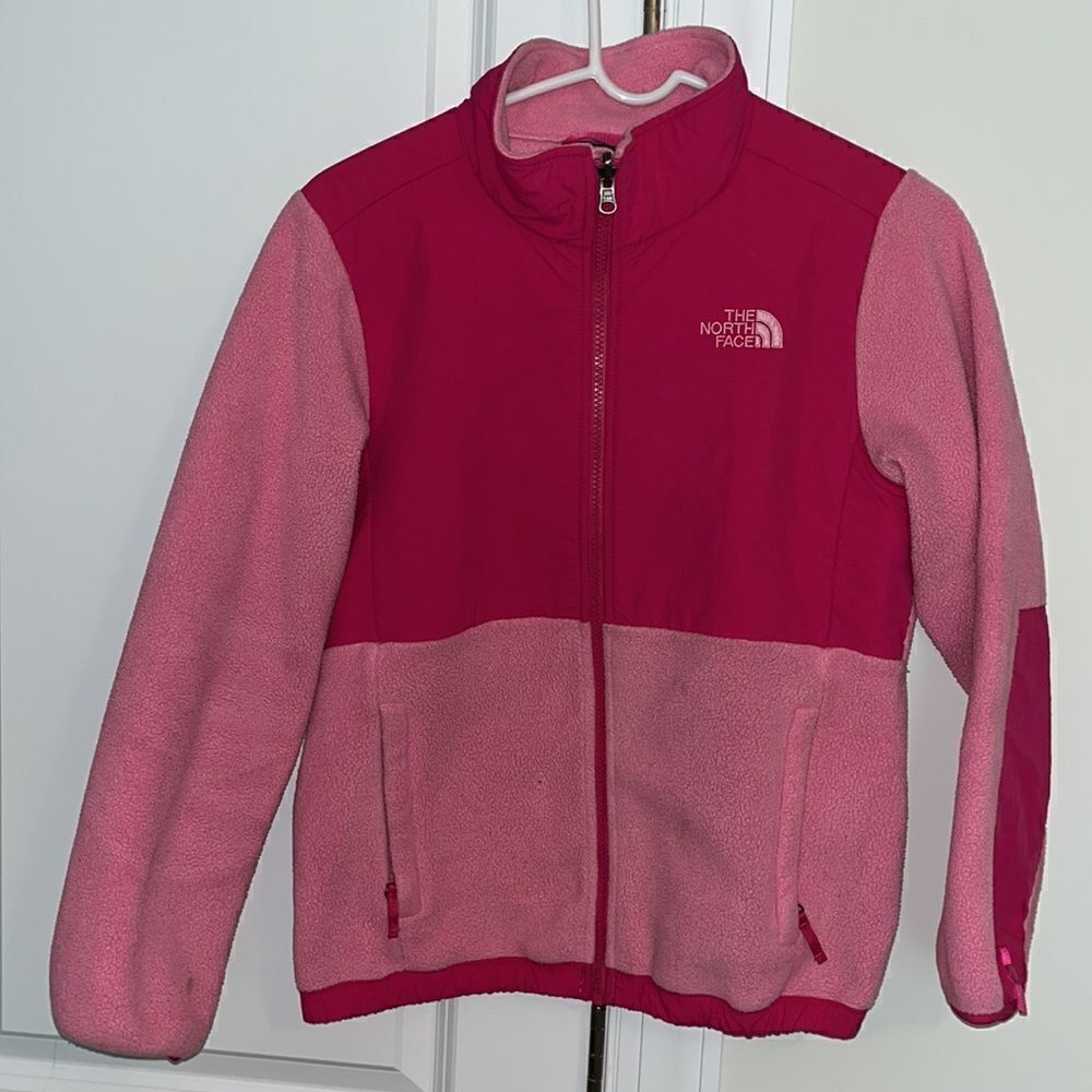 Pink Girls heavy North Face fleece zipper snowboard ski kids jacket L Denali